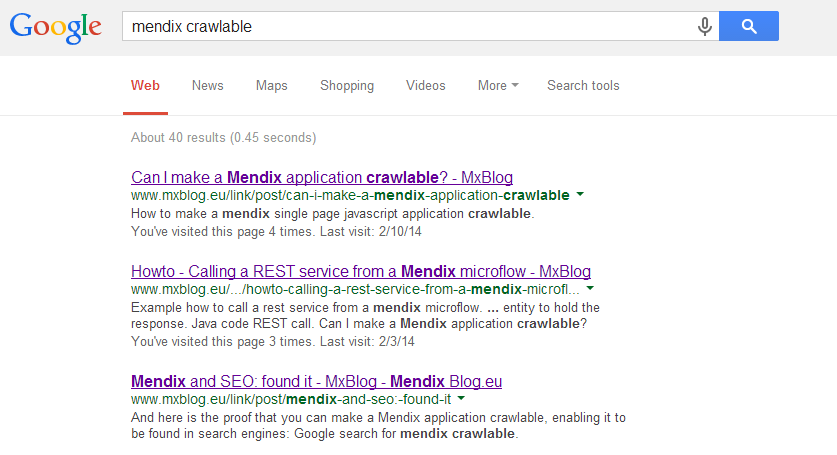 Mendix app found in google